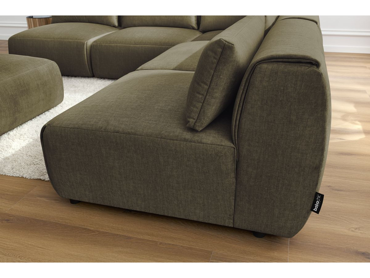JEANNE modulaire vaste hoekbank in fluwelen stof met 4 fauteuils, 1 hoek en 1 poef