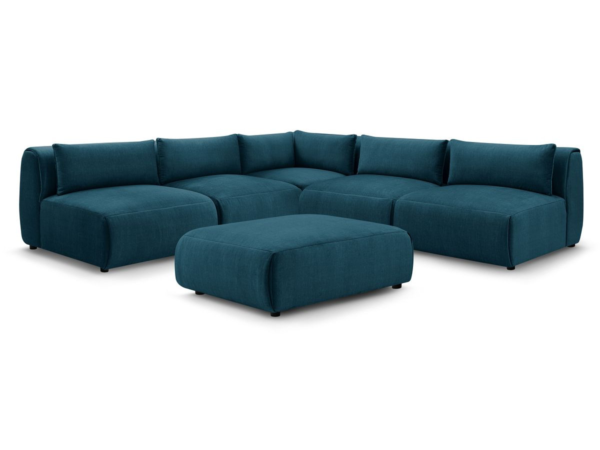 Canapé d'angle fixe EVEREST tissu chiné - Orange - Angle droit - 10 coussins