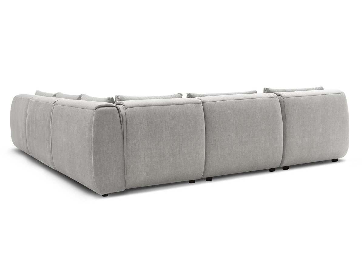 JEANNE modulaire vaste hoekbank in fluwelen stof met 4 fauteuils, 1 hoek en 1 poef