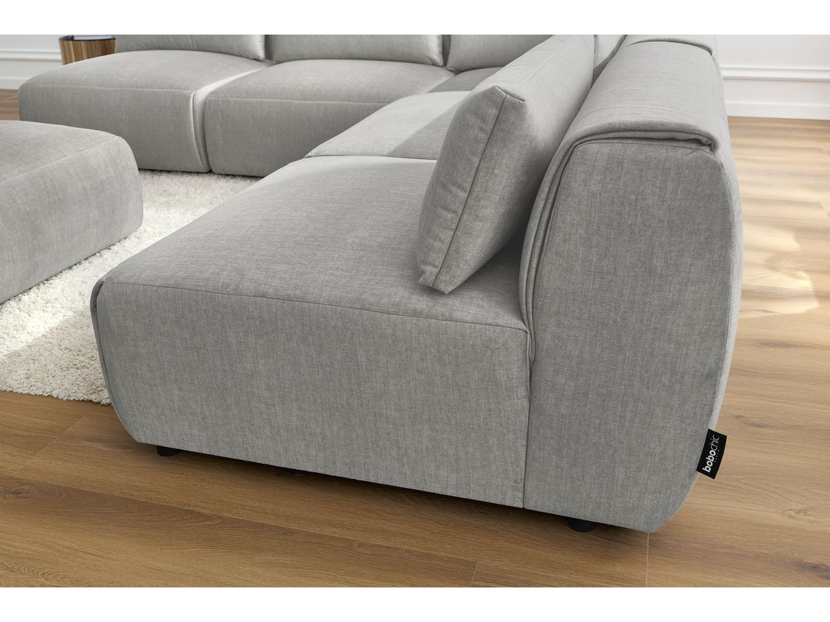 JEANNE modulaire vaste hoekbank in fluwelen stof met 4 fauteuils, 1 hoek en 1 poef