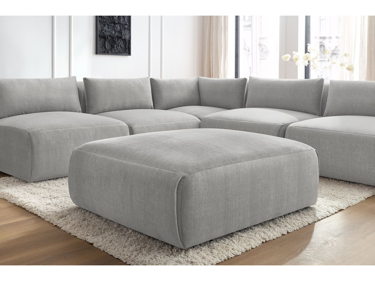 JEANNE modulaire vaste hoekbank in fluwelen stof met 4 fauteuils, 1 hoek en 1 poef