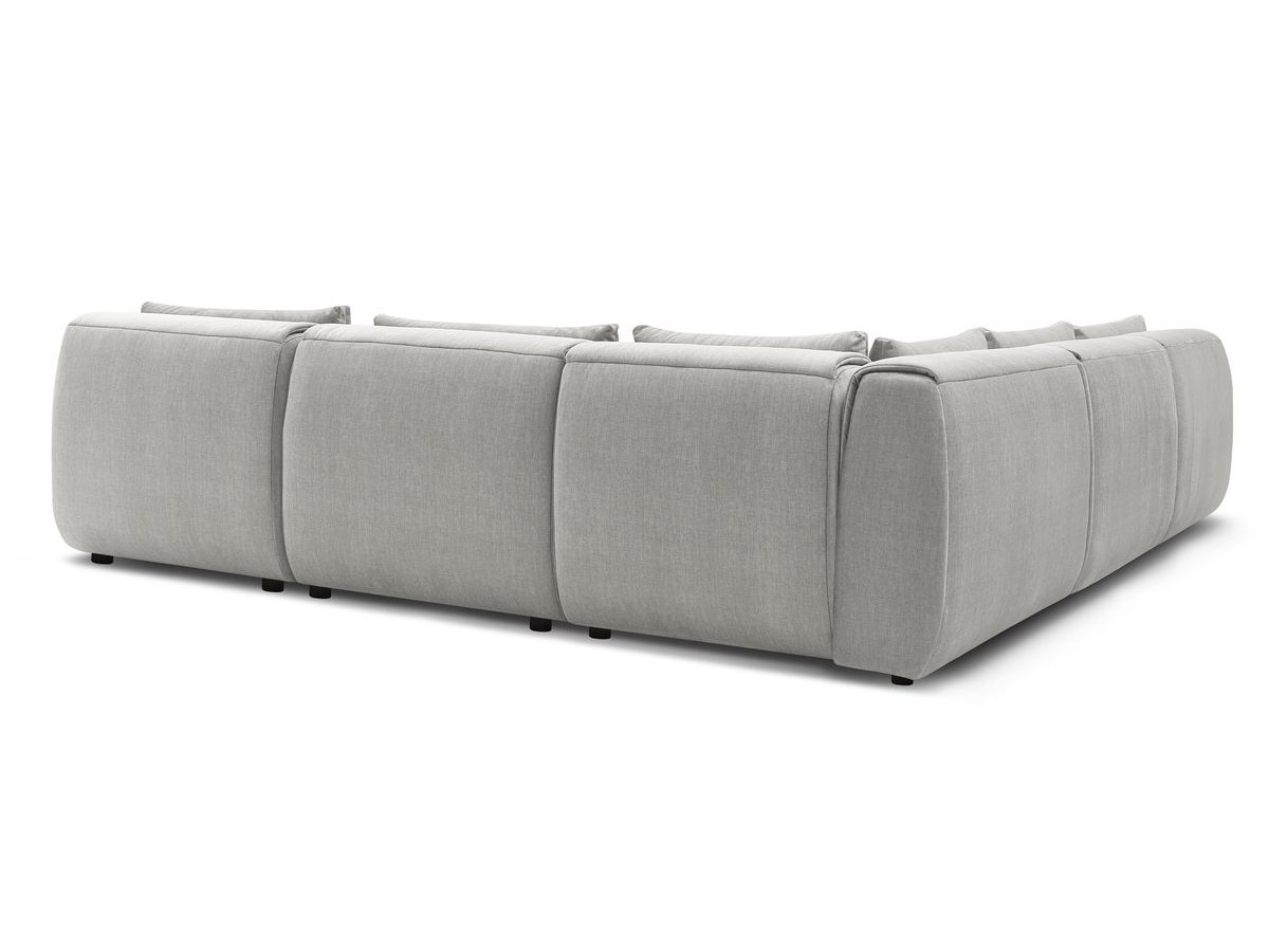 JEANNE modulaire vaste hoekbank in fluwelen stof met 4 fauteuils, 1 hoek en 1 poef