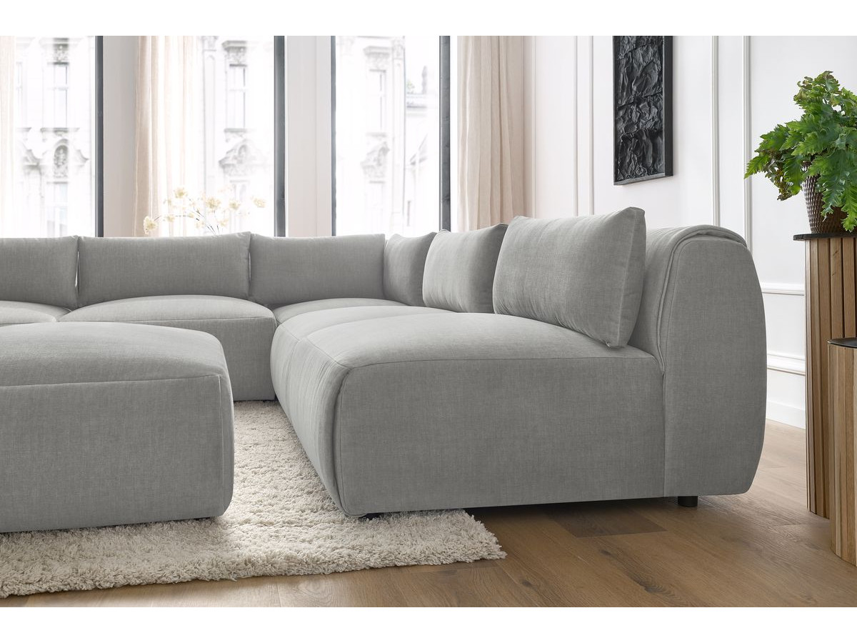 JEANNE modulaire vaste hoekbank in fluwelen stof met 4 fauteuils, 1 hoek en 1 poef