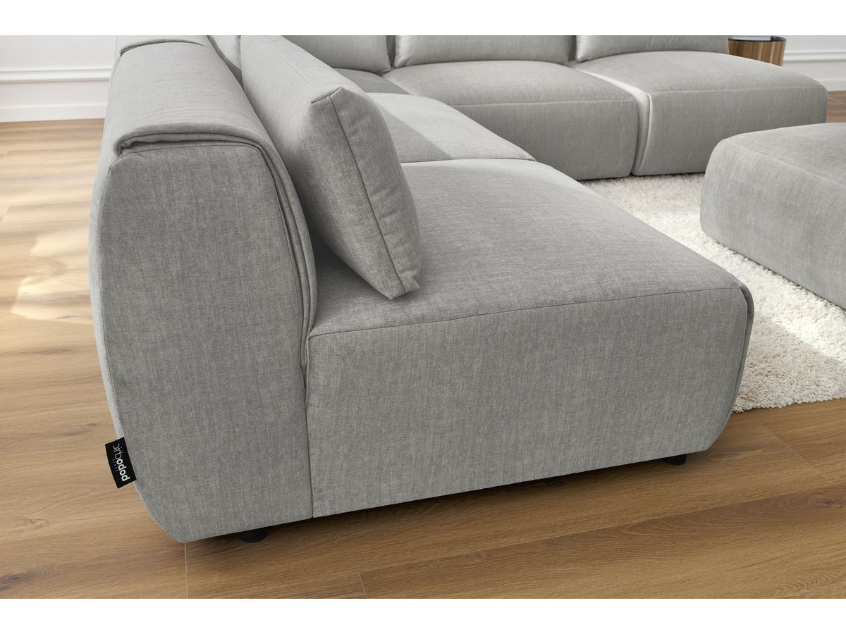 JEANNE modulaire vaste hoekbank in fluwelen stof met 4 fauteuils, 1 hoek en 1 poef