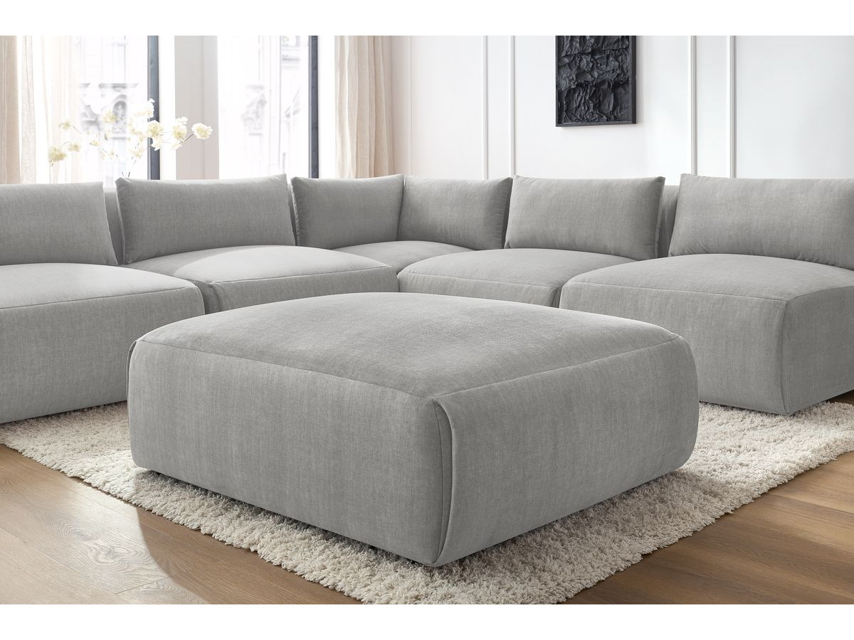 JEANNE modulaire vaste hoekbank in fluwelen stof met 4 fauteuils, 1 hoek en 1 poef