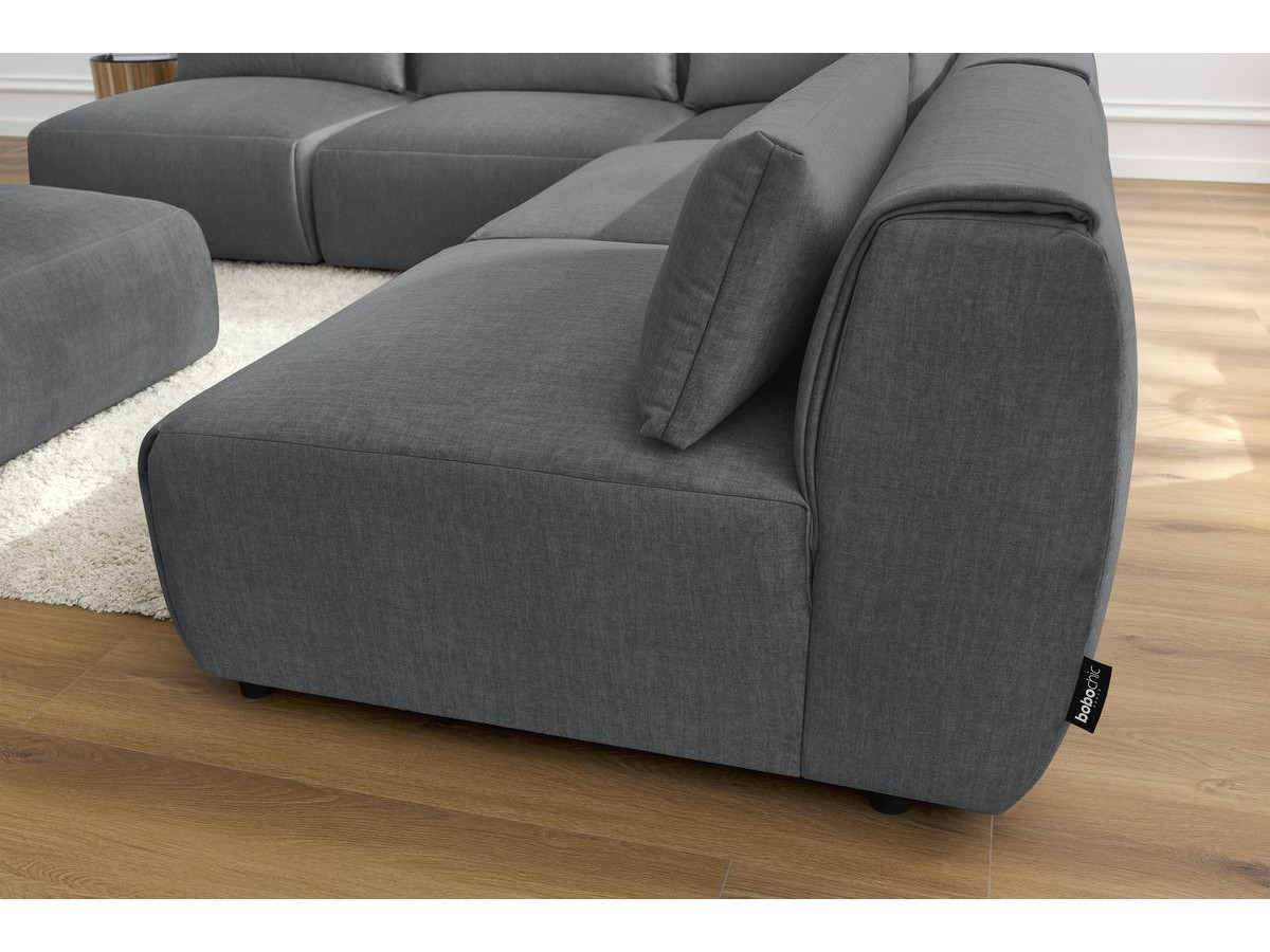 JEANNE modulaire vaste hoekbank in fluwelen stof met 4 fauteuils, 1 hoek en 1 poef