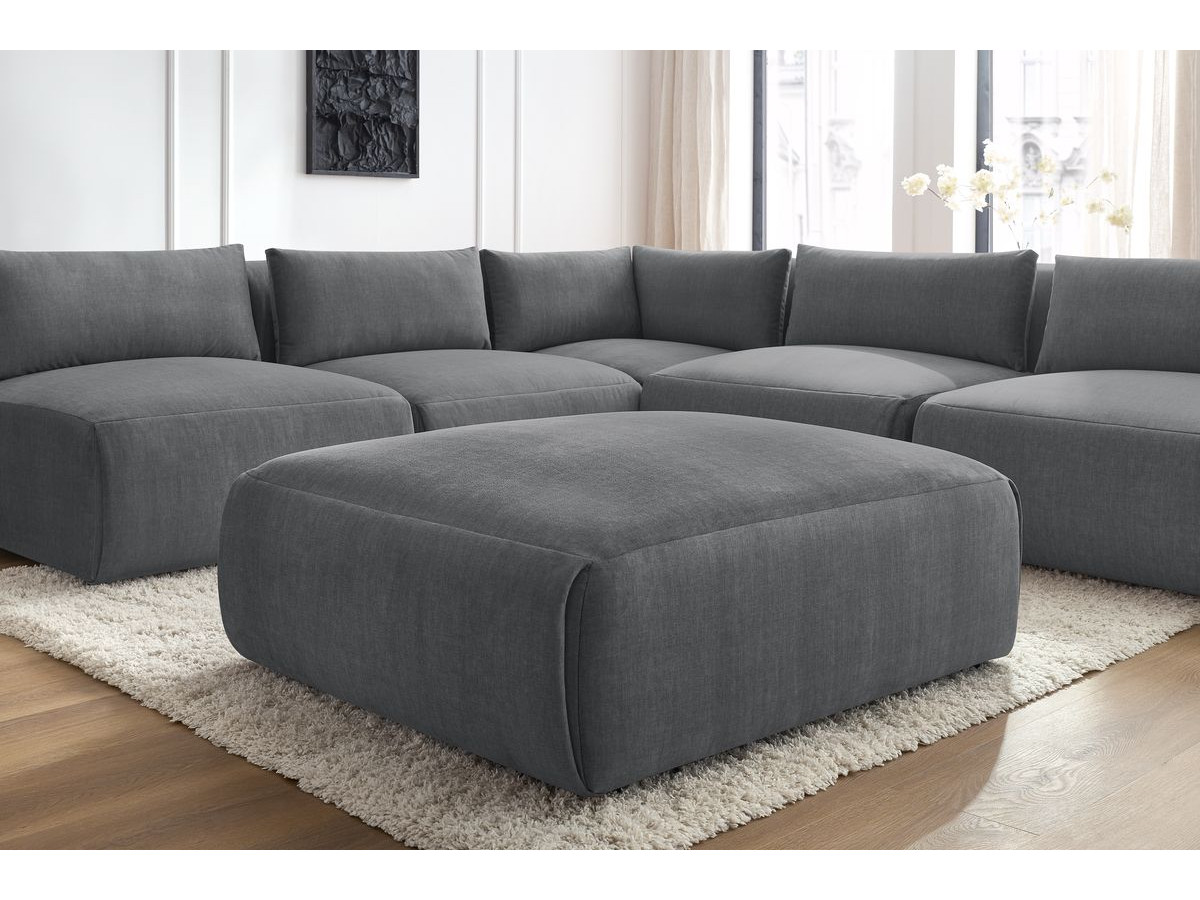 JEANNE modulaire vaste hoekbank in fluwelen stof met 4 fauteuils, 1 hoek en 1 poef