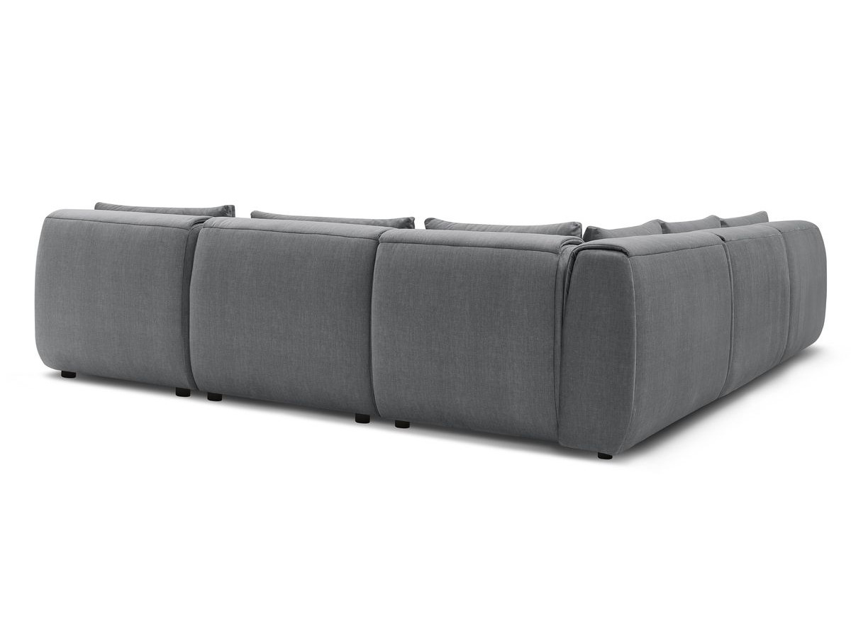 JEANNE modulaire vaste hoekbank in fluwelen stof met 4 fauteuils, 1 hoek en 1 poef