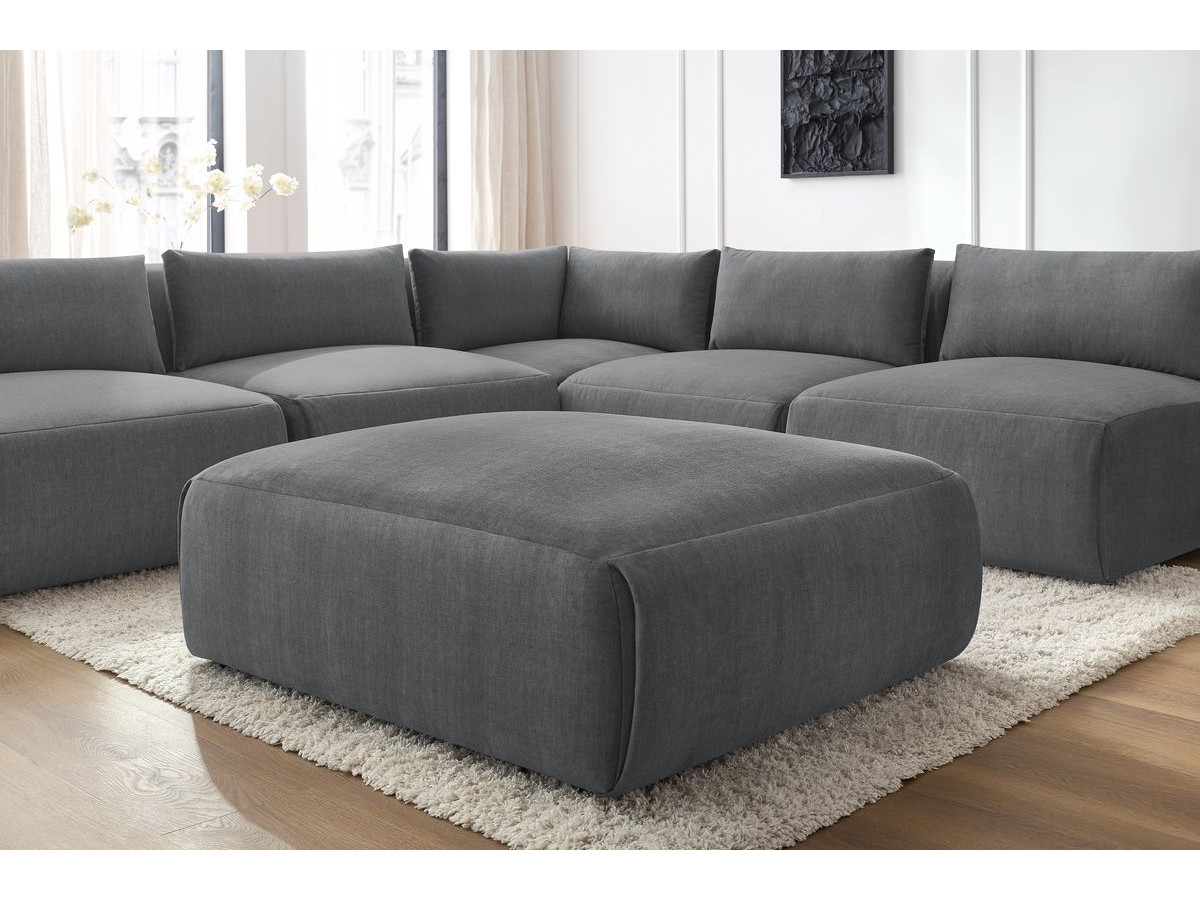 JEANNE modulaire vaste hoekbank in fluwelen stof met 4 fauteuils, 1 hoek en 1 poef