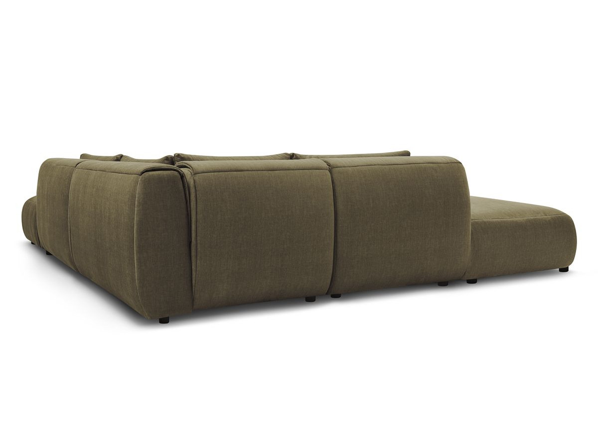 JEANNE modulaire vaste hoekbank in fluwelen stof met 2 fauteuils, 1 hoekbank en 2 poefs
