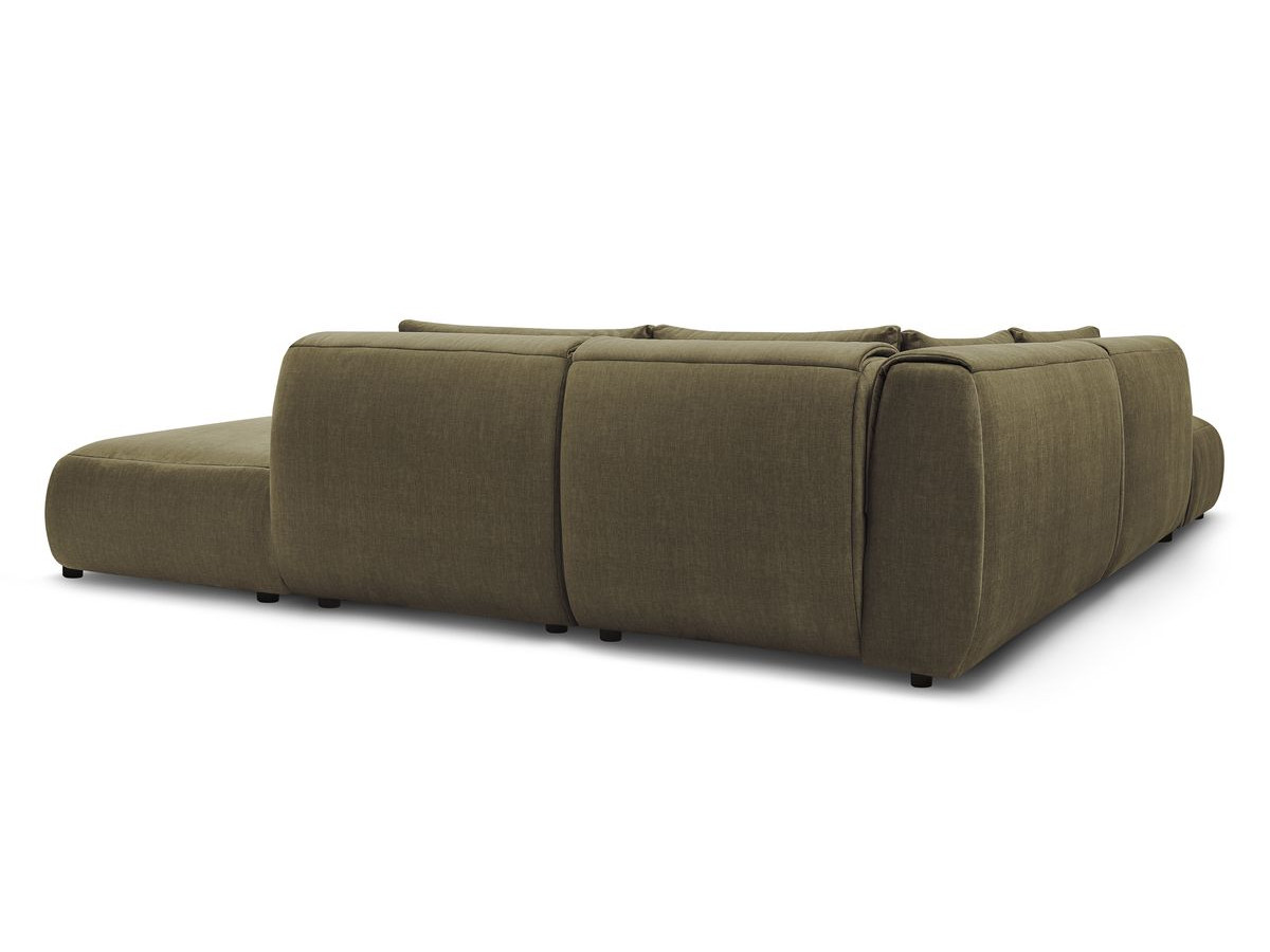 JEANNE modulaire vaste hoekbank in fluwelen stof met 2 fauteuils, 1 hoekbank en 2 poefs