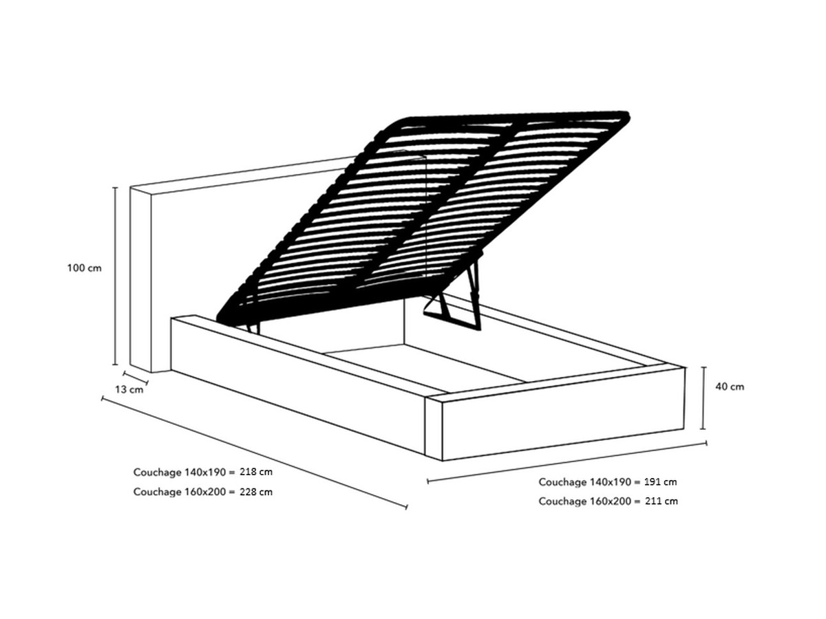 Lit coffre NIHAD rangement XL