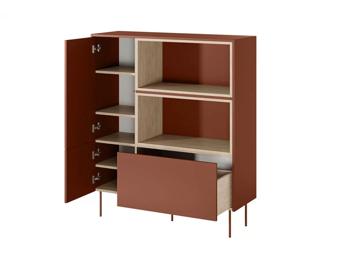 ATLAS 120 cm 2-deurs hoog dressoir met nissen