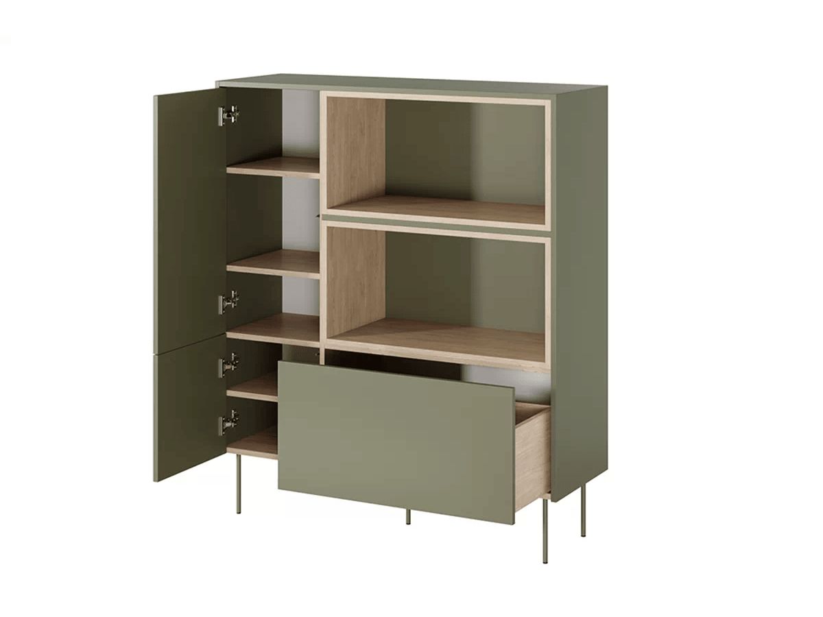 ATLAS 120 cm 2-deurs hoog dressoir met nissen