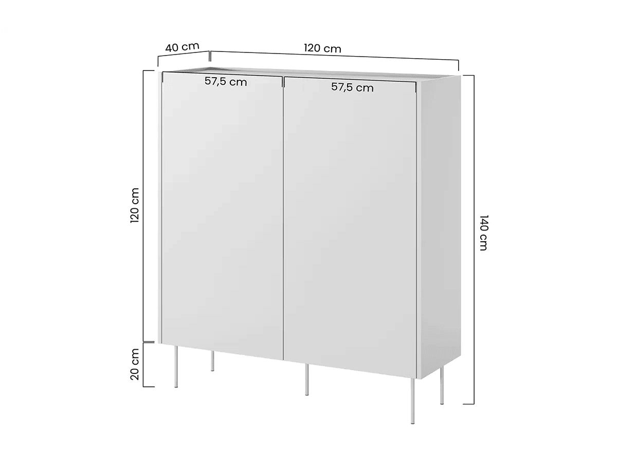 ATLAS 120 cm 2-deurs hoog dressoir
