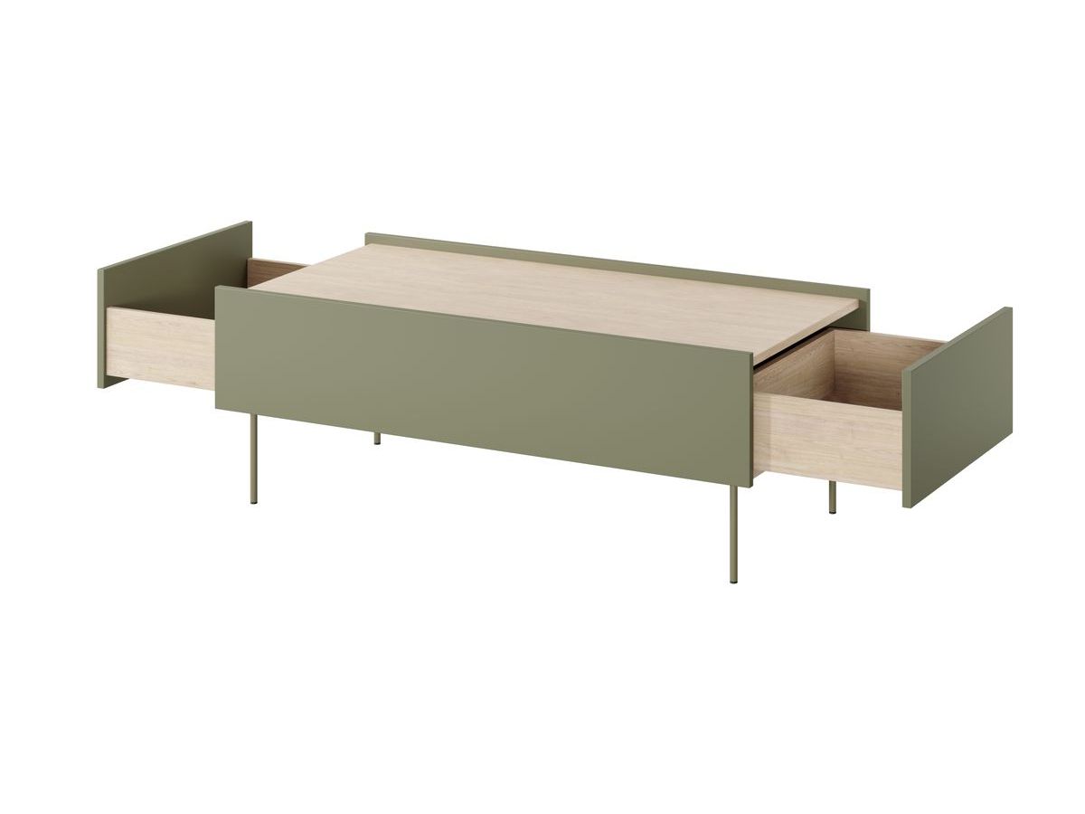 Table basse avec 2 tiroirs 120 cm ATLAS vert — vue 5