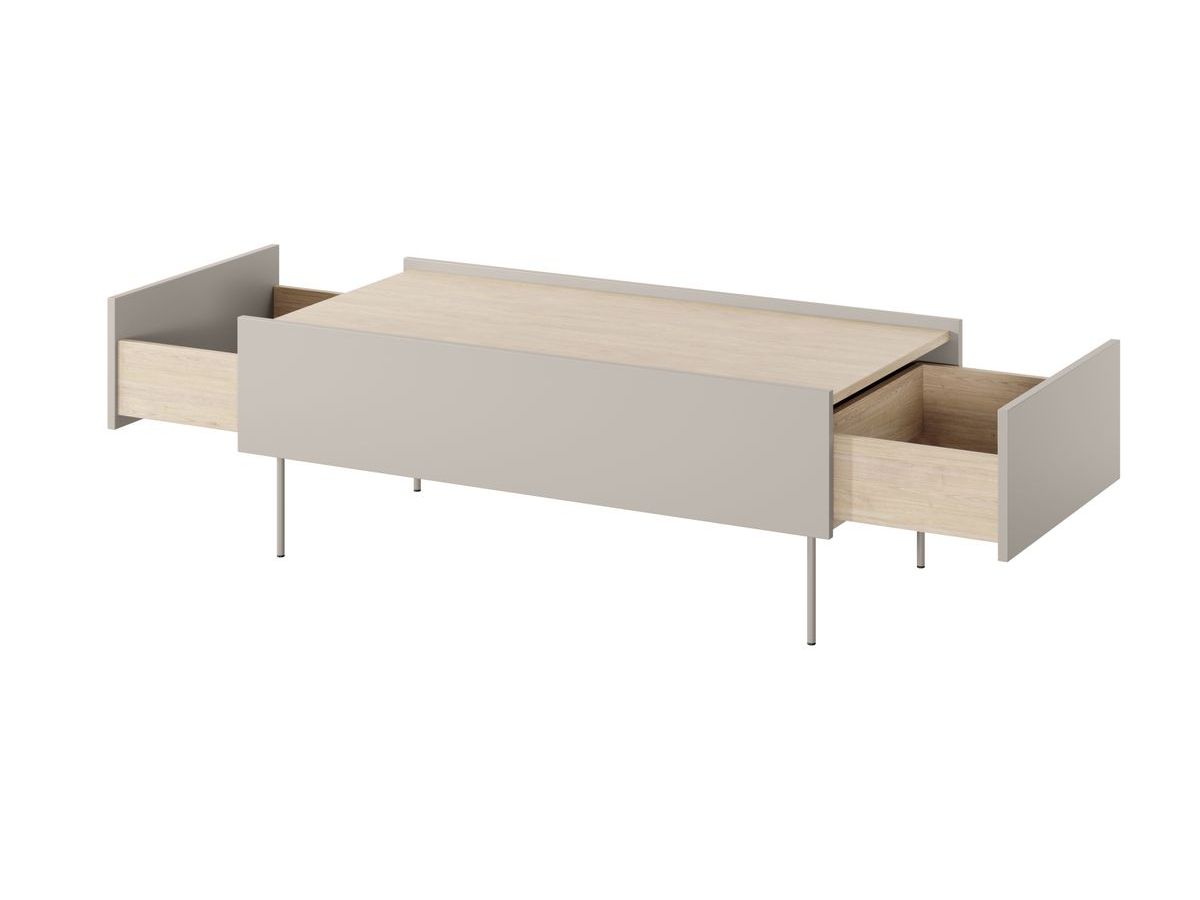 Table basse avec 2 tiroirs 120 cm ATLAS beige — vue 5