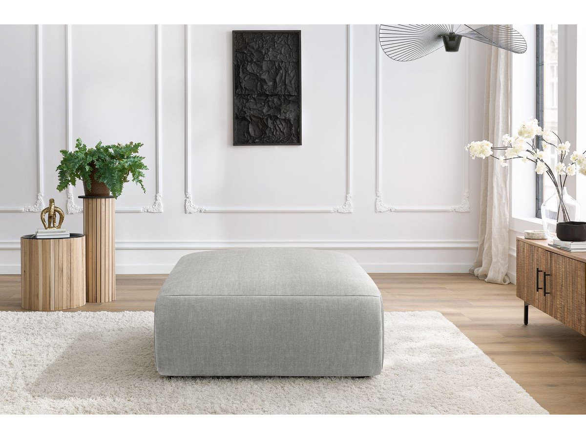 Pouf grand JEANNE velours gris clair — vue 5
