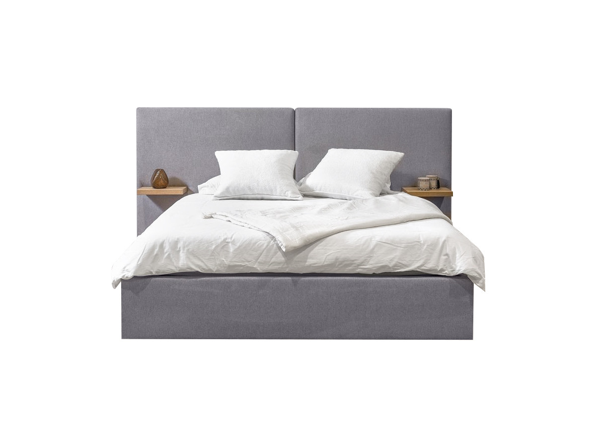 BLANDINE opbergbed in structuurstof met nachtkastjes