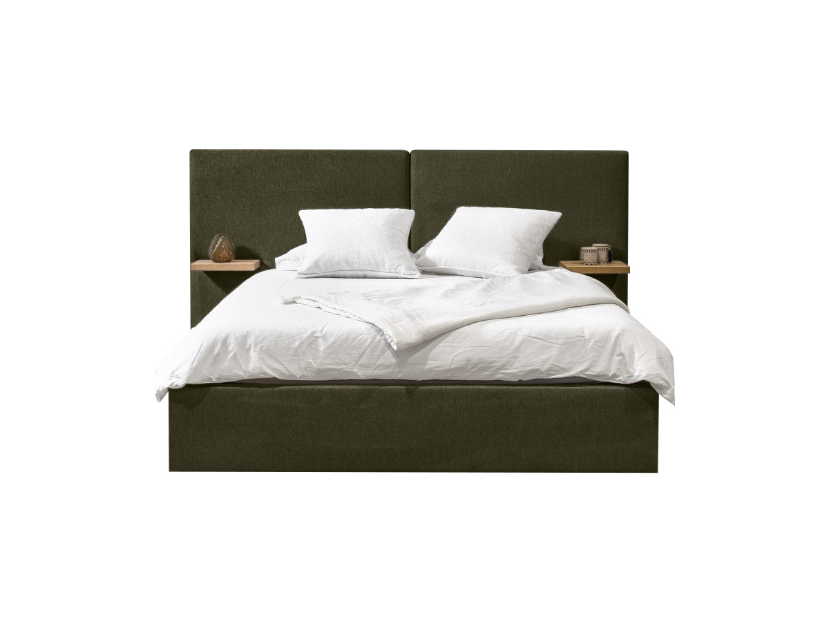 BLANDINE opbergbed in structuurstof met nachtkastjes