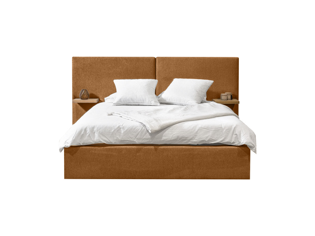 BLANDINE opbergbed in structuurstof met nachtkastjes