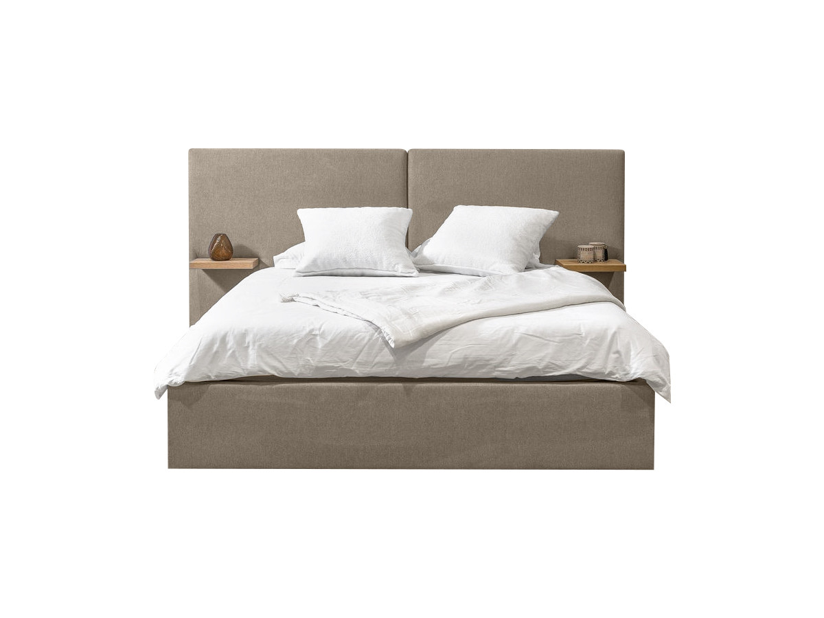 BLANDINE opbergbed in structuurstof met nachtkastjes