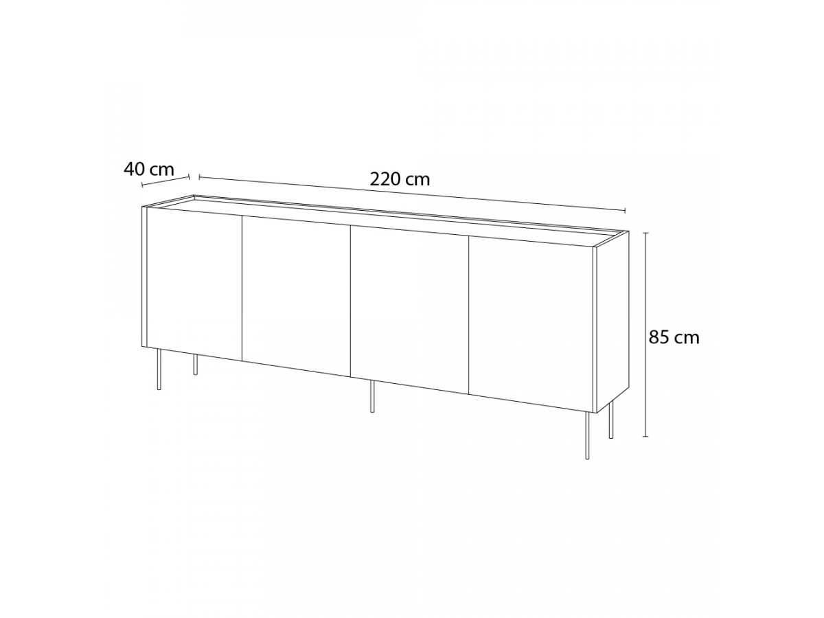 ATLAS 4-deurs dressoir 220 cm