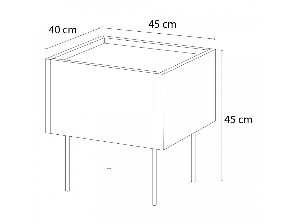 Table de chevet 1 tiroir ATLAS rouge — vue 6
