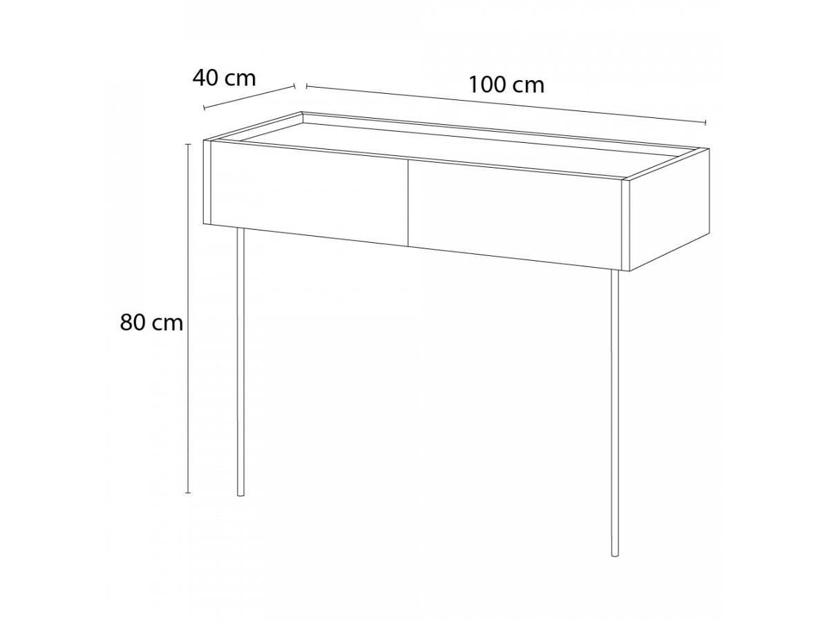 Console suspendue 2 tiroirs 100 cm ATLAS vert — vue 6