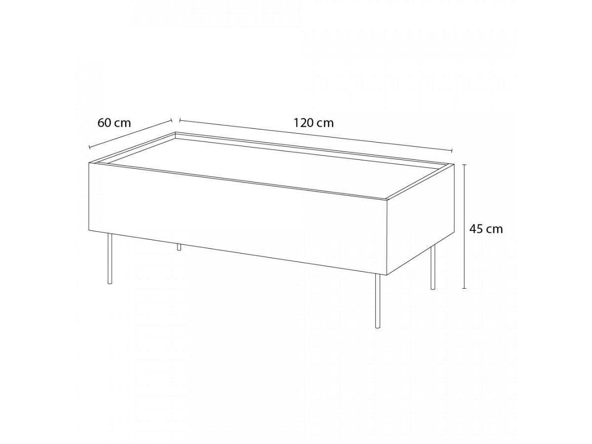 ATLAS salontafel met 2 lades 120 cm