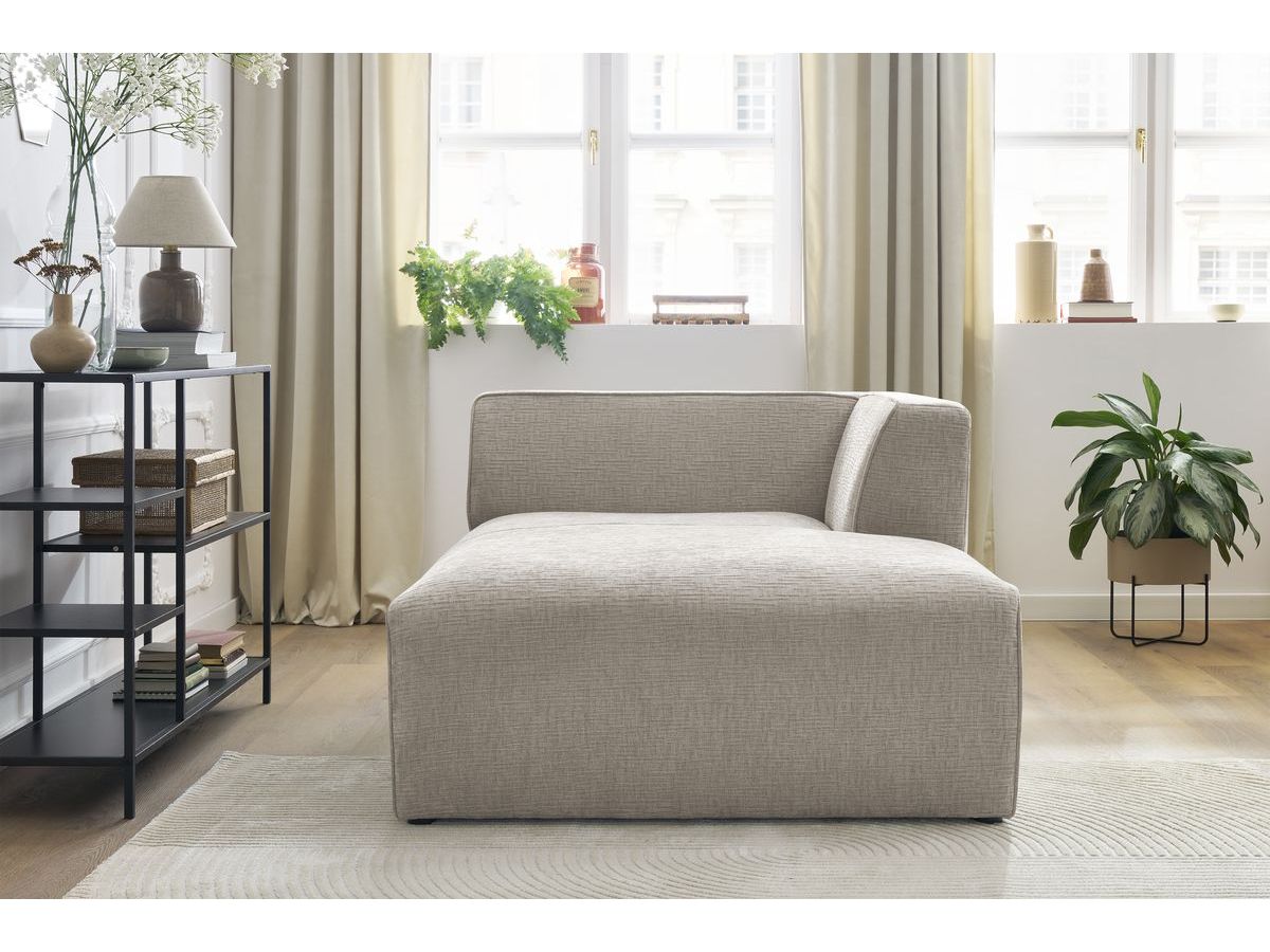 Méridienne pour canapé modulable MEGEVE tissu texturé beige angle droit BOBOCHIC 1 places - Vue supplémentaire 3