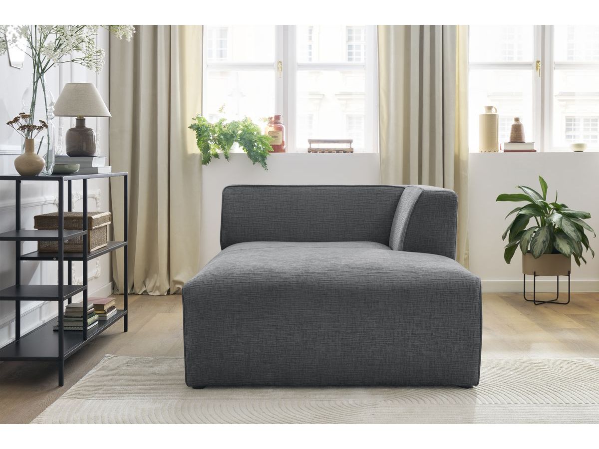 Méridienne pour canapé modulable MEGEVE tissu texturé gris foncé angle droit BOBOCHIC 1 places - Vue supplémentaire 3