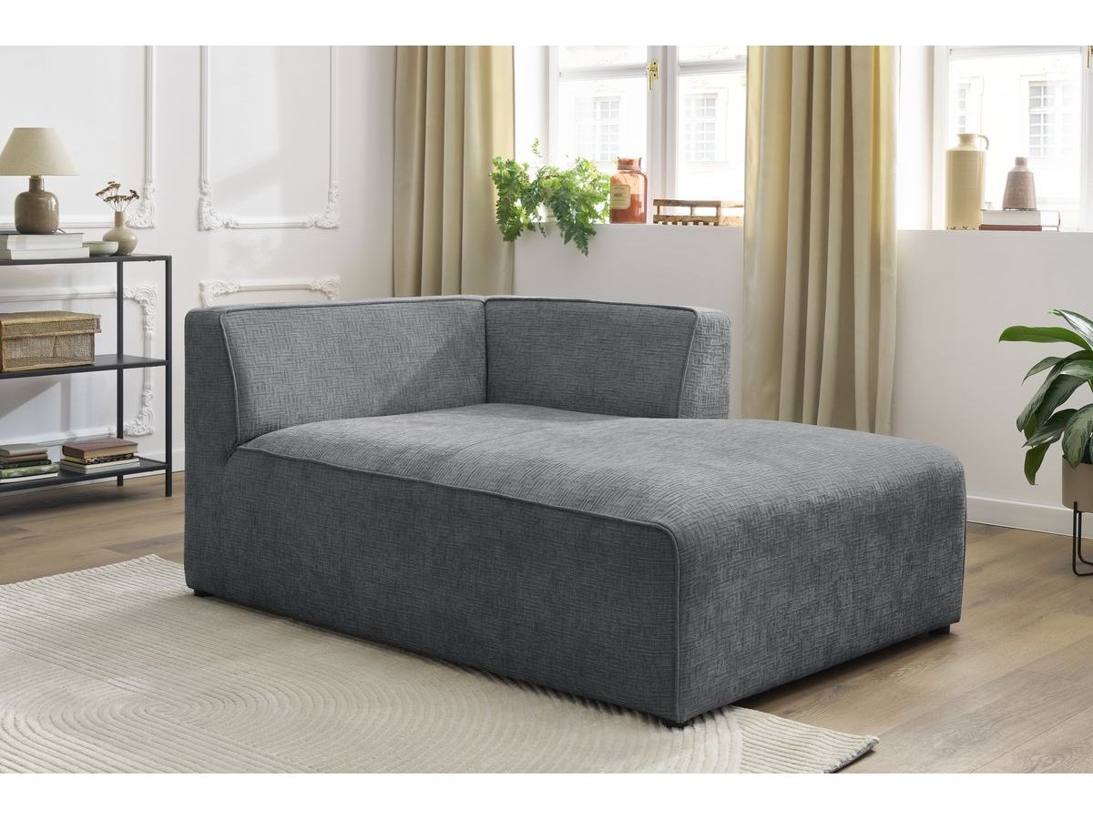 Méridienne pour canapé modulable MEGEVE tissu texturé gris foncé angle droit BOBOCHIC 1 places - Vue supplémentaire 2