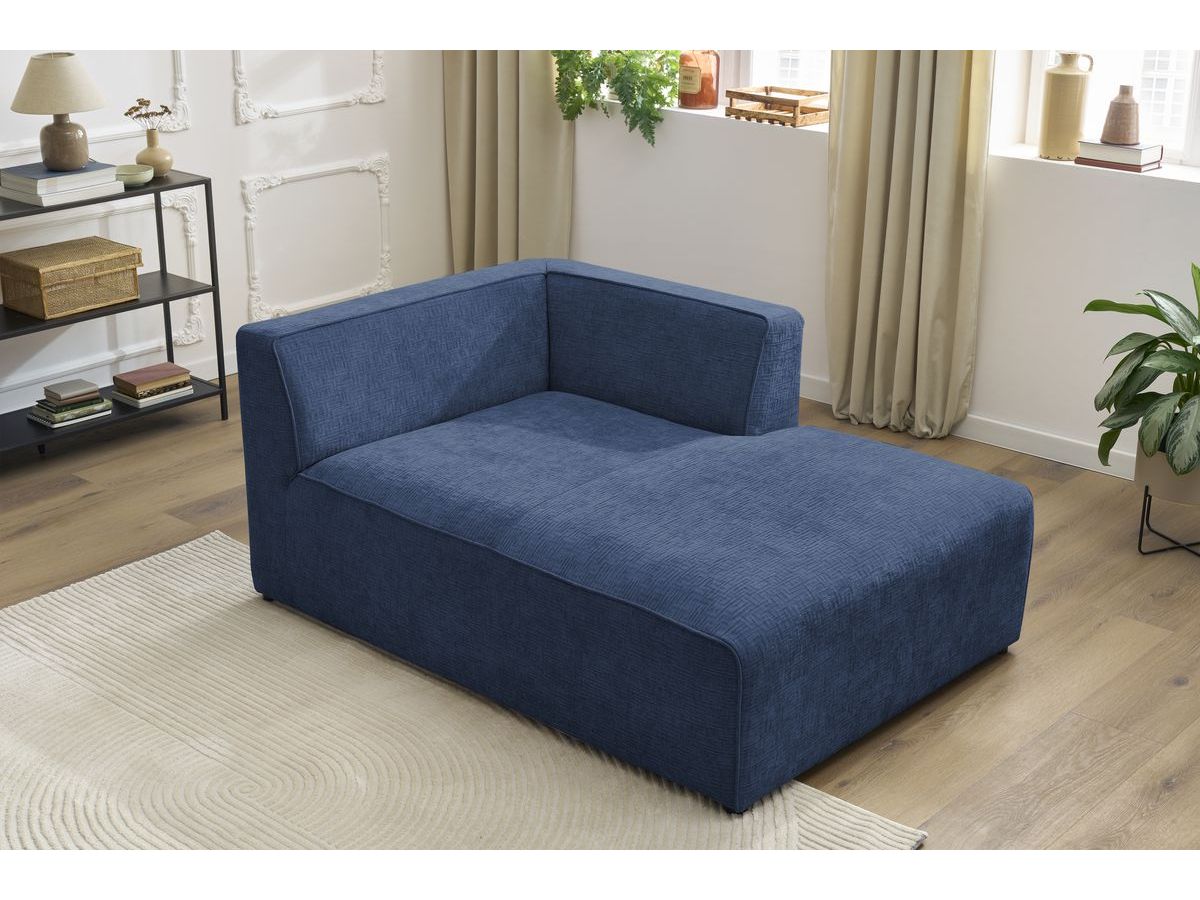 Méridienne pour canapé modulable MEGEVE tissu texturé bleu foncé angle droit BOBOCHIC 1 places - Vue supplémentaire 3