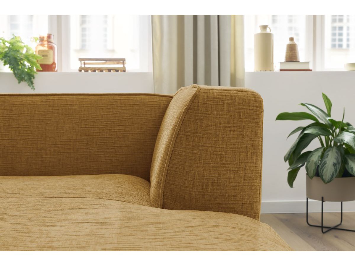 Méridienne pour canapé modulable MEGEVE tissu texturé jaune angle droit BOBOCHIC 1 places - Vue supplémentaire 3