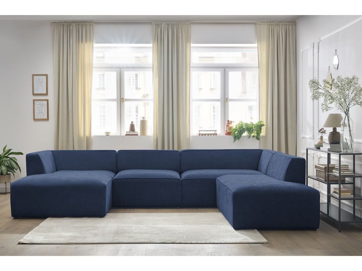 Canapé panoramique MEGEVE texturé bleu foncé — vue 5