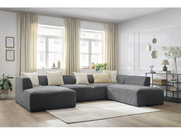Canapé panoramique fixe modulable MEGEVE tissu texturé