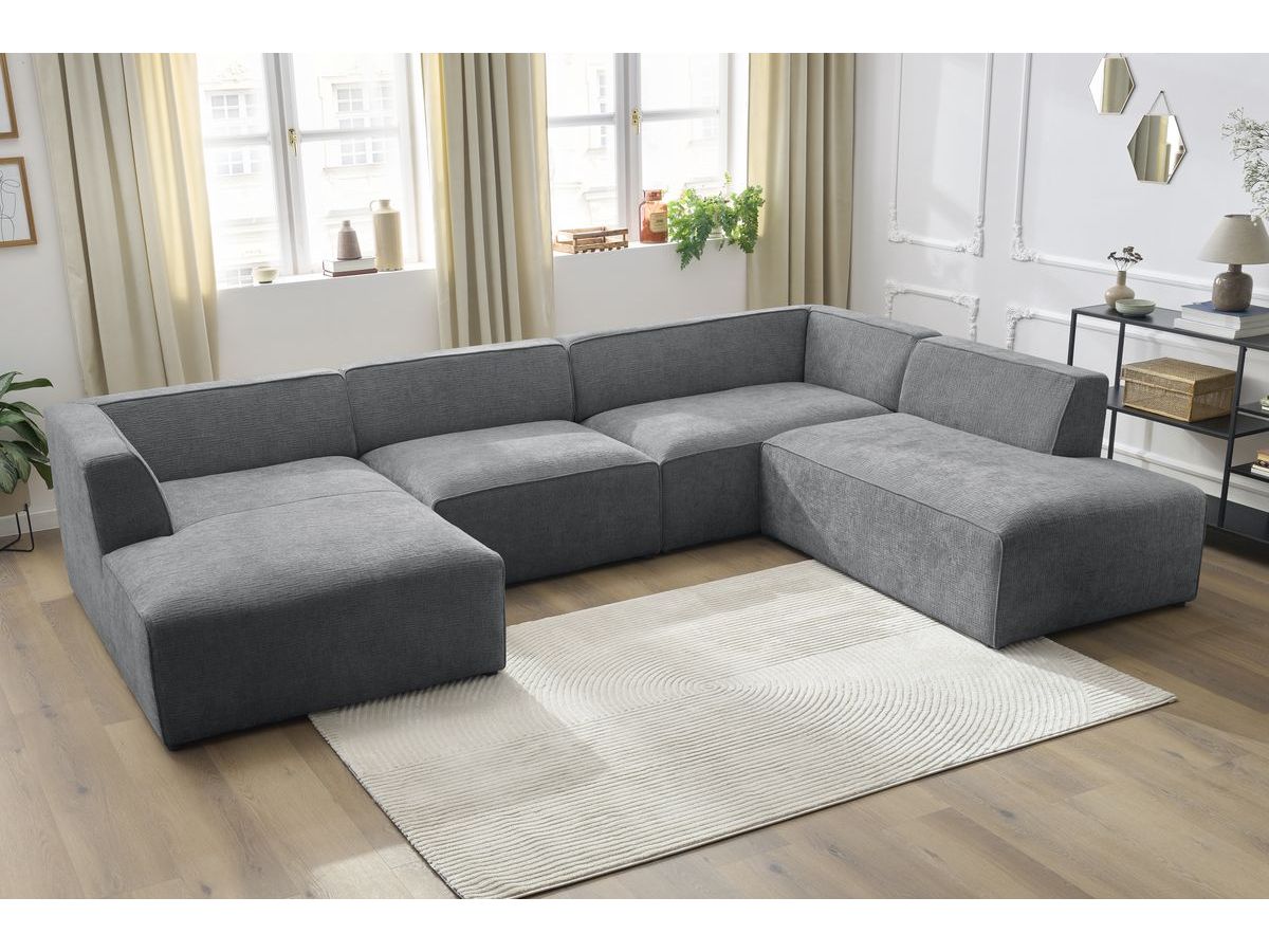 Canapé panoramique MEGEVE texturé gris foncé — vue 5