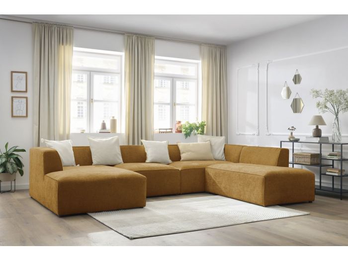 Canapé panoramique fixe modulable MEGEVE tissu texturé
