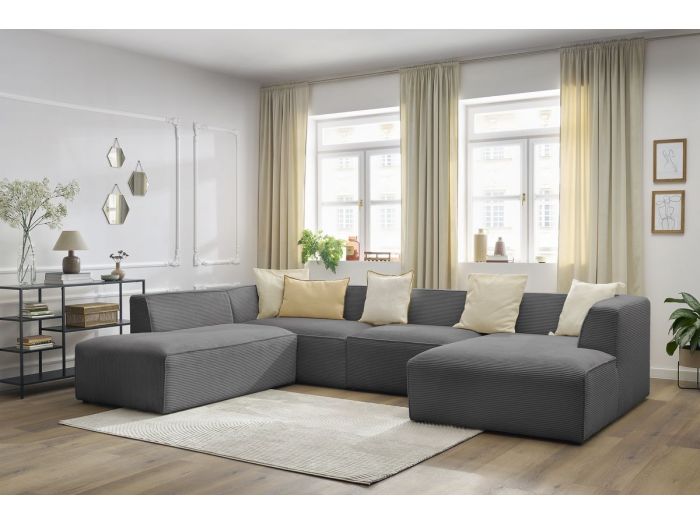 Canapé panoramique fixe MEGEVE tissu velours côtelé