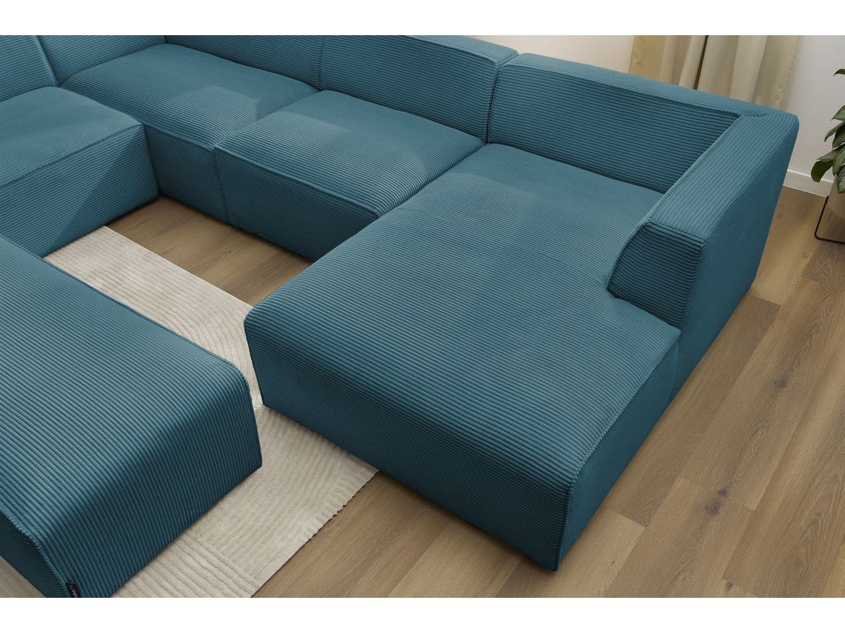 Canapé d'angle fixe EVEREST tissu chiné - Orange - Angle droit - 10 coussins