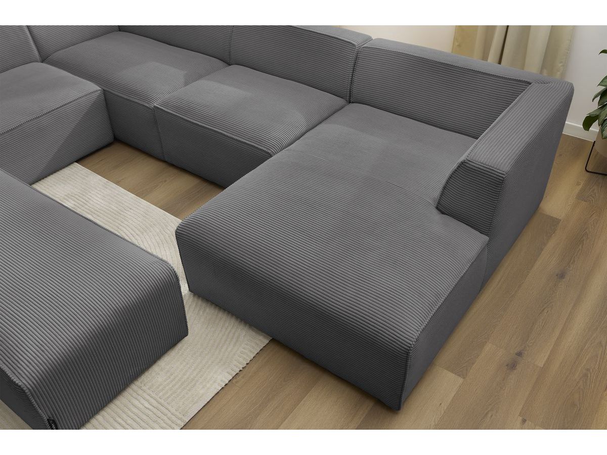 Canapé d'angle fixe EVEREST tissu chiné - Orange - Angle droit - 10 coussins