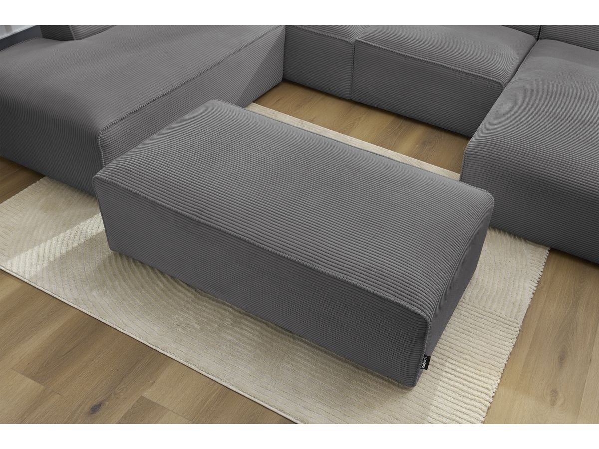 Canapé d'angle fixe EVEREST tissu chiné - Orange - Angle droit - 10 coussins