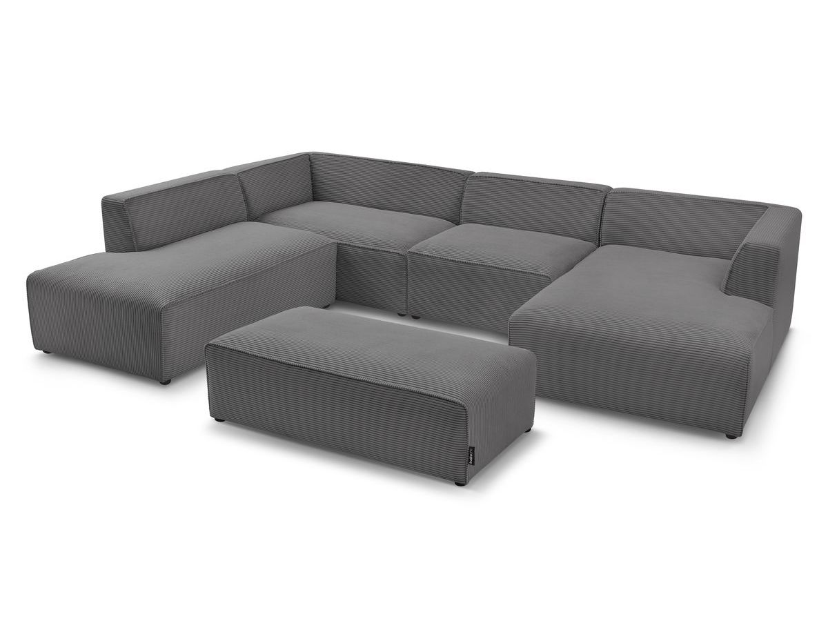 Canapé d'angle fixe EVEREST tissu chiné - Orange - Angle droit - 10 coussins