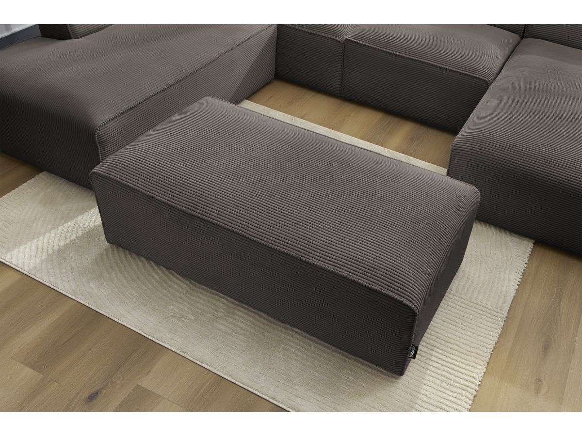 Canapé d'angle fixe EVEREST tissu chiné - Orange - Angle droit - 10 coussins