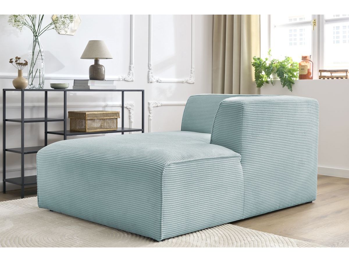 Méridienne pour canapé modulable MEGEVE tissu velours côtelé bleu clair  angle droit BOBOCHIC 1 places - Vue supplémentaire 3