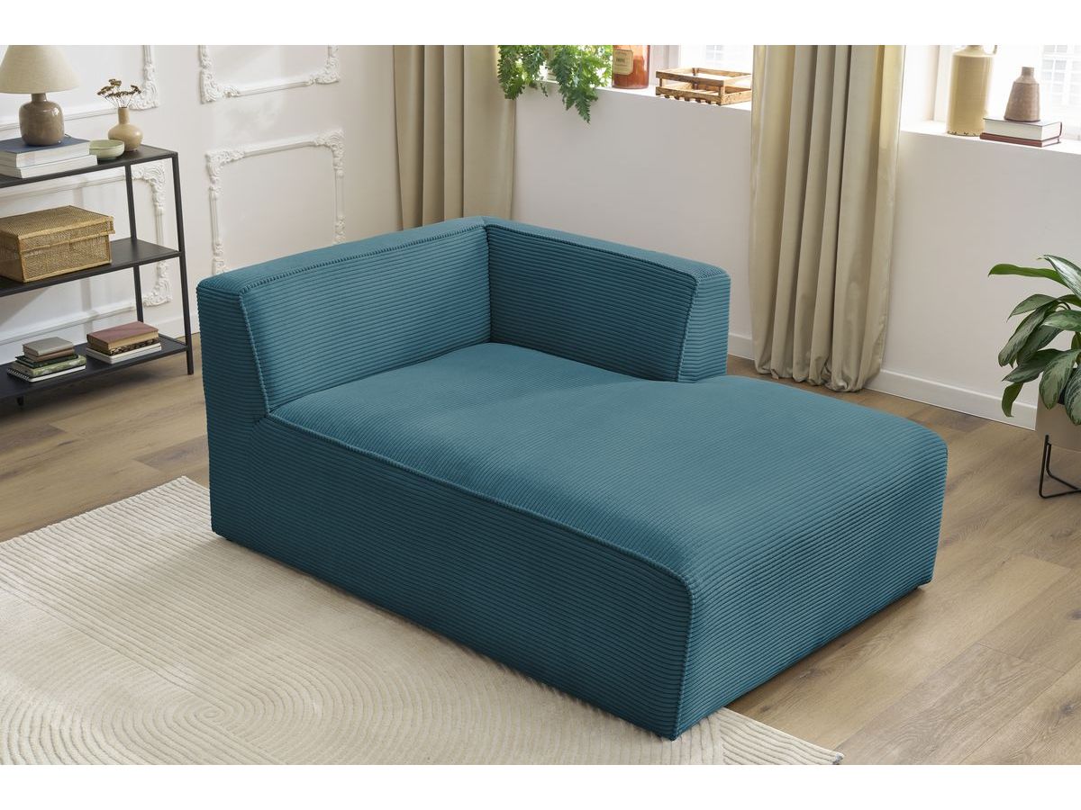 Méridienne pour canapé modulable MEGEVE tissu velours côtelé bleu foncé angle droit BOBOCHIC 1 places - Vue supplémentaire 3
