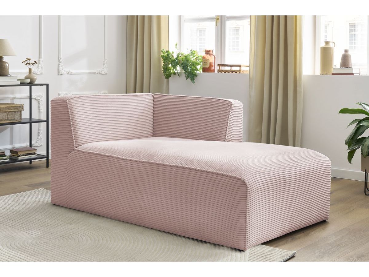 Méridienne pour canapé modulable MEGEVE tissu velours côtelé rose angle droit BOBOCHIC 1 places - Vue supplémentaire 3