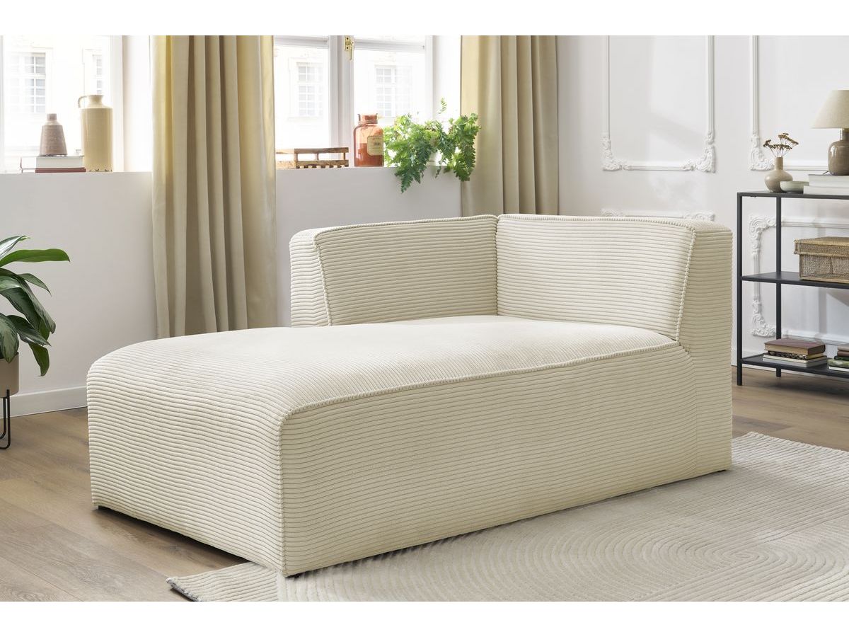 Méridienne pour canapé modulable MEGEVE tissu velours côtelé beige angle gauche BOBOCHIC 1 places - Vue supplémentaire 3