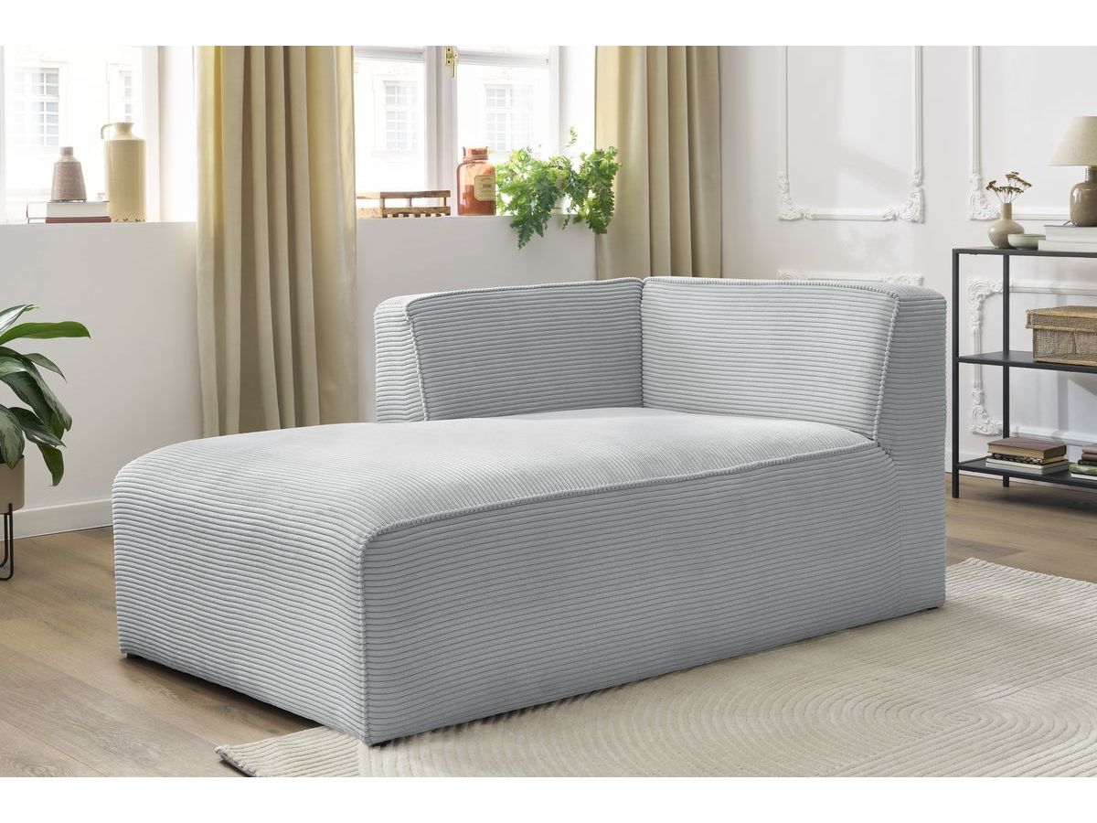 Méridienne pour canapé modulable MEGEVE tissu velours côtelé gris clair angle gauche BOBOCHIC 1 places - Vue supplémentaire 3